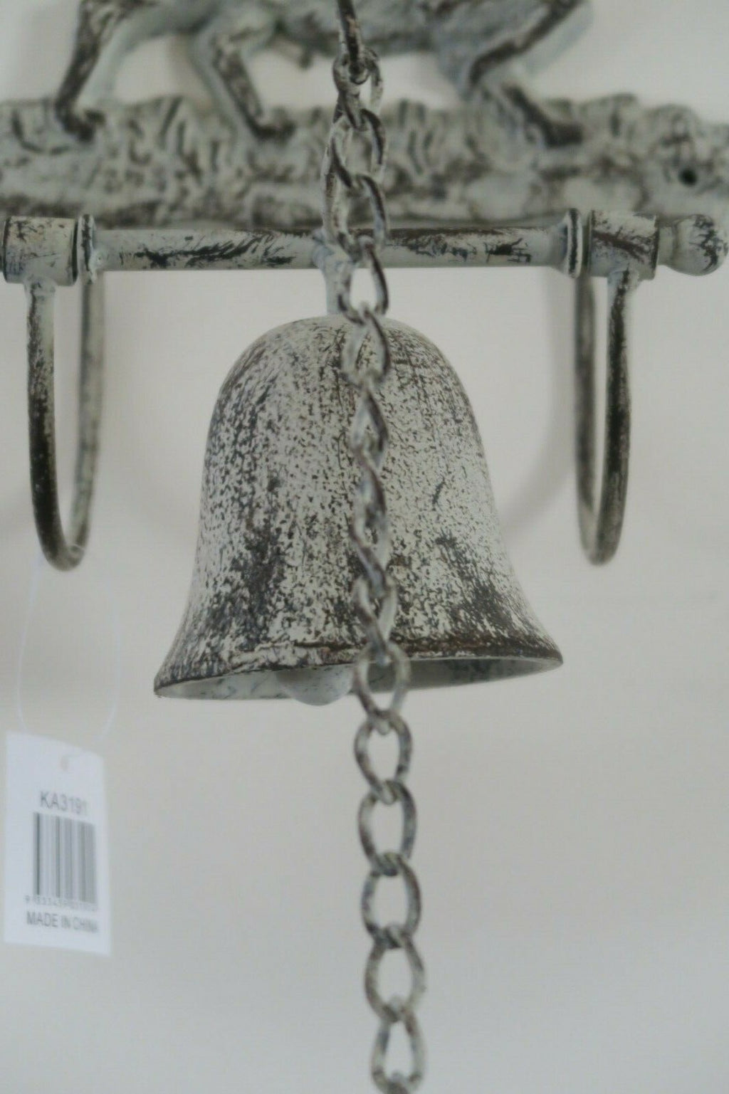 Cast Iron White Brown Antique Dog Door Bell Bracket Wall Mounted Doorbell