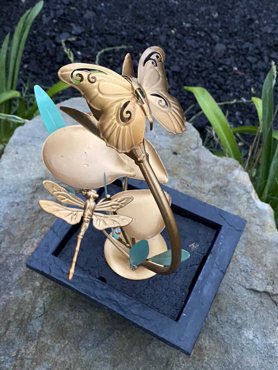 Butterfly Dragonfly Garden indoor Outdoor table top Water fountain Feature Decor