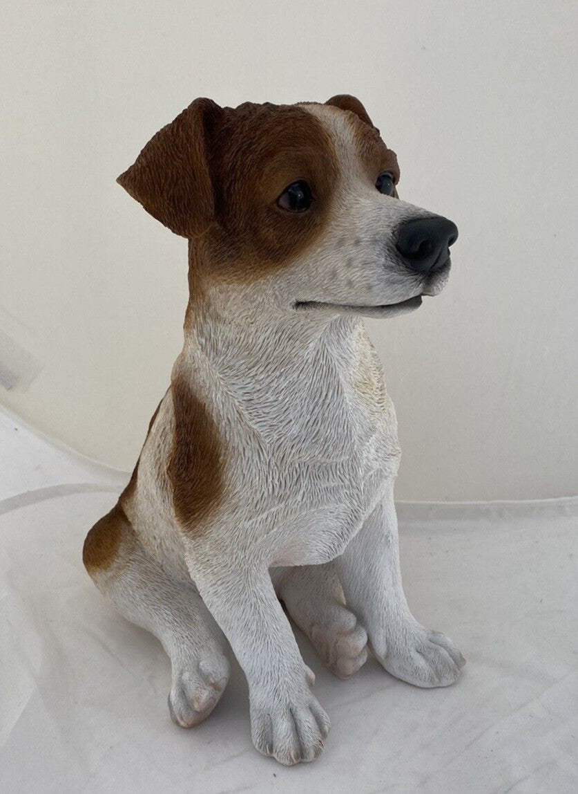 JACK RUSSELL SITTING STATUE PUPPY DOG MEMORIAL ANIMAL GARDEN ORNAMENT LARGE