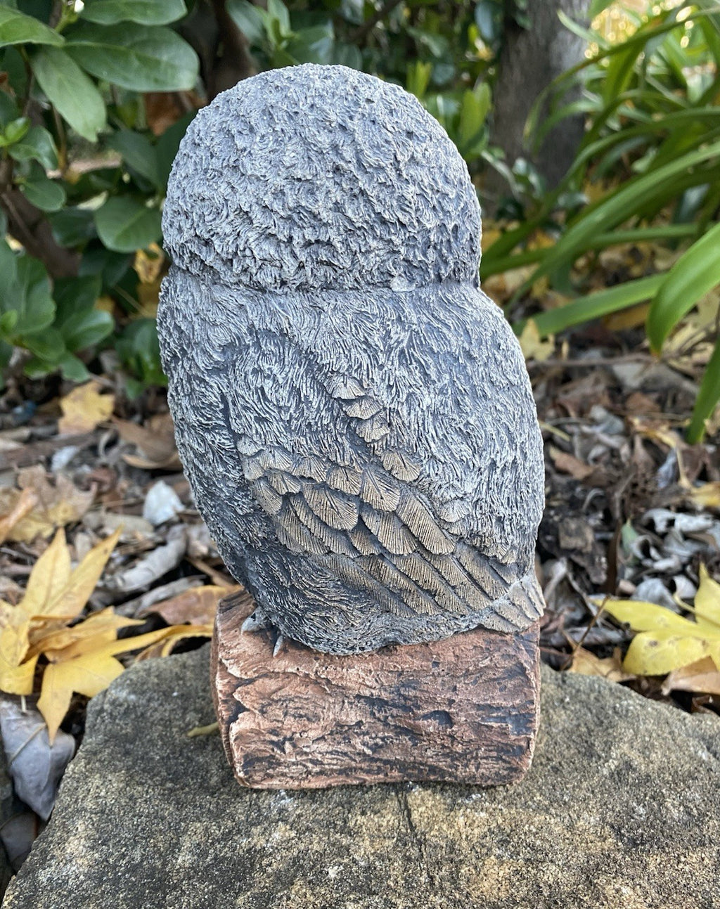 Fluffy Owl Statue Ornament Animal Concrete Garden Australian Made