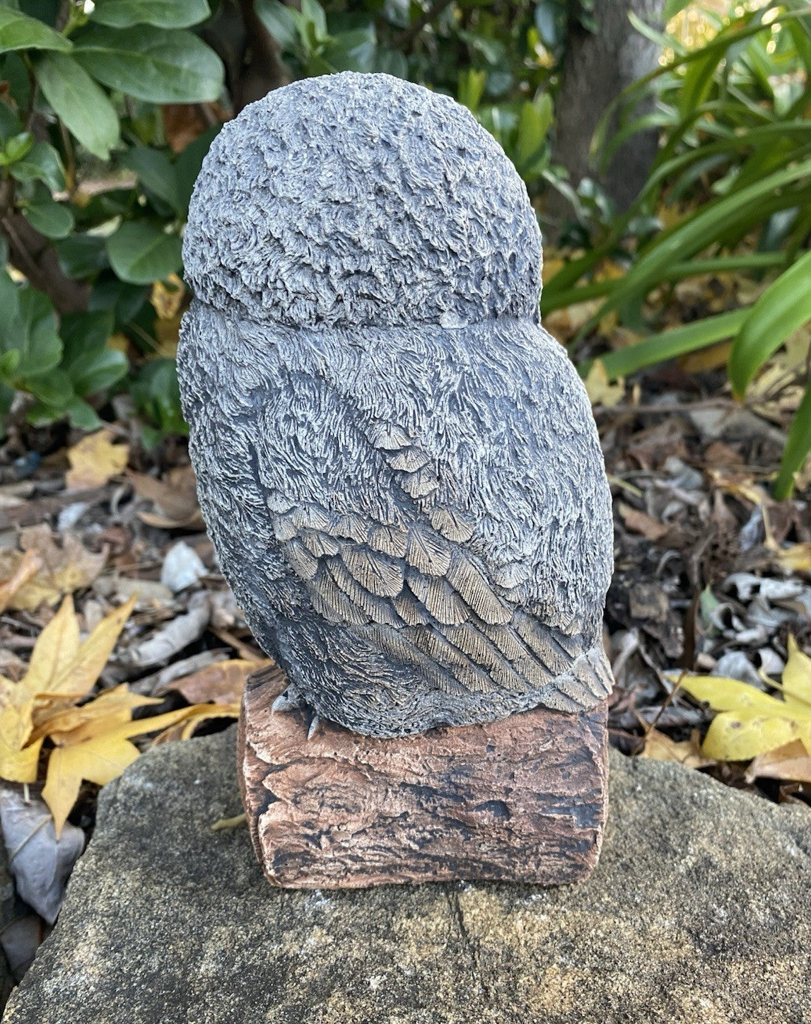 Fluffy Owl Statue Ornament Animal Concrete Garden Australian Made