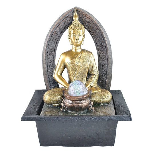 ARC THAI BUDDHA WATER FEATURE FOUNTAIN INDOOR OUTDOOR BENCH TOP HOME DECOR