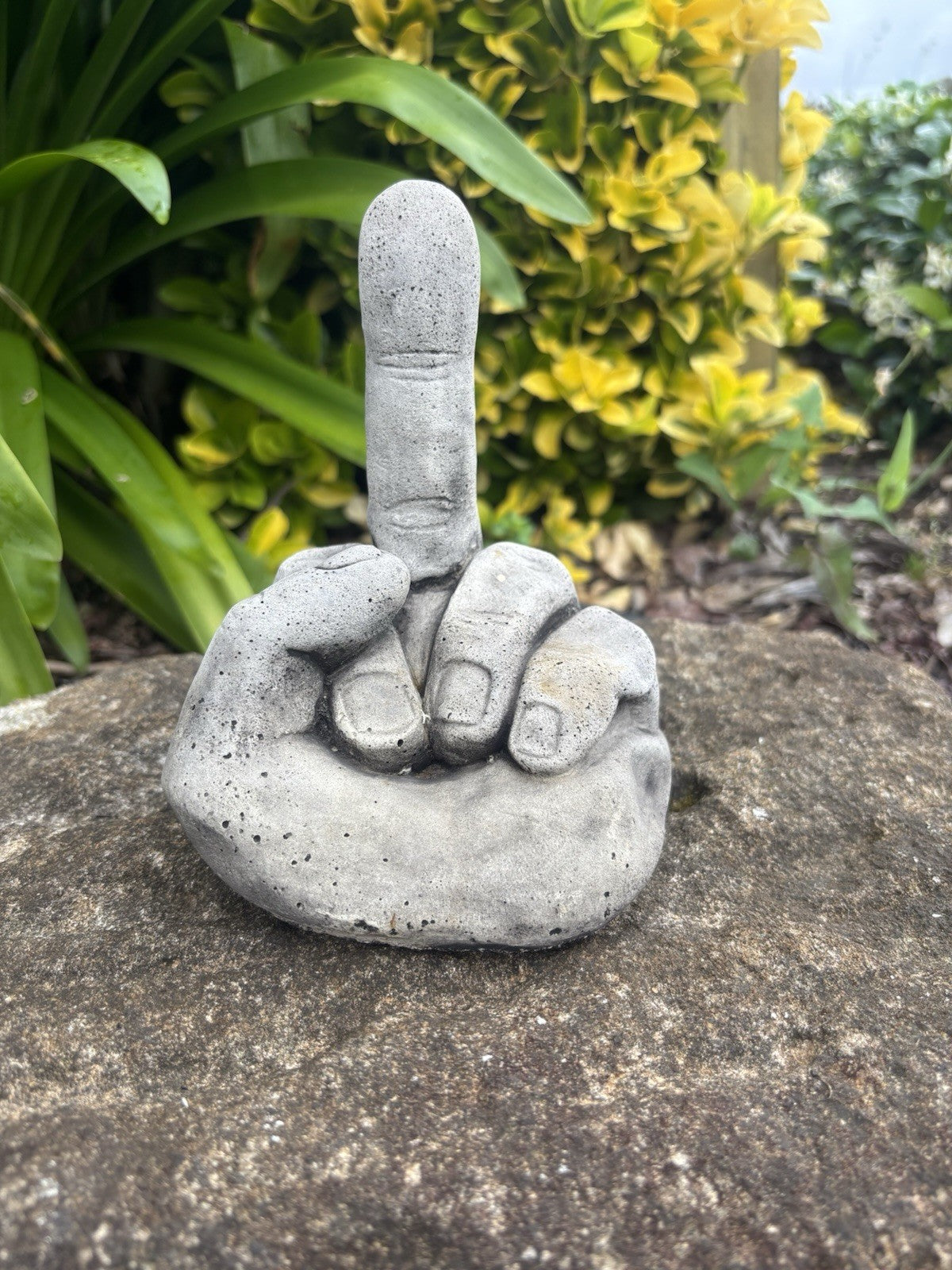 Finger Up Concrete Garden Statue Ornament Figurine 15 cm high