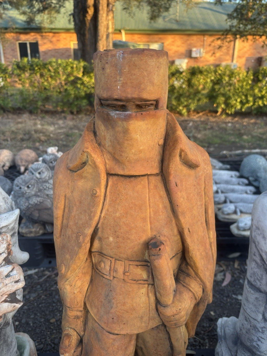 Concrete Ned Kelly Garden Statue | Australian Bushranger Ornament Pick Up Only
