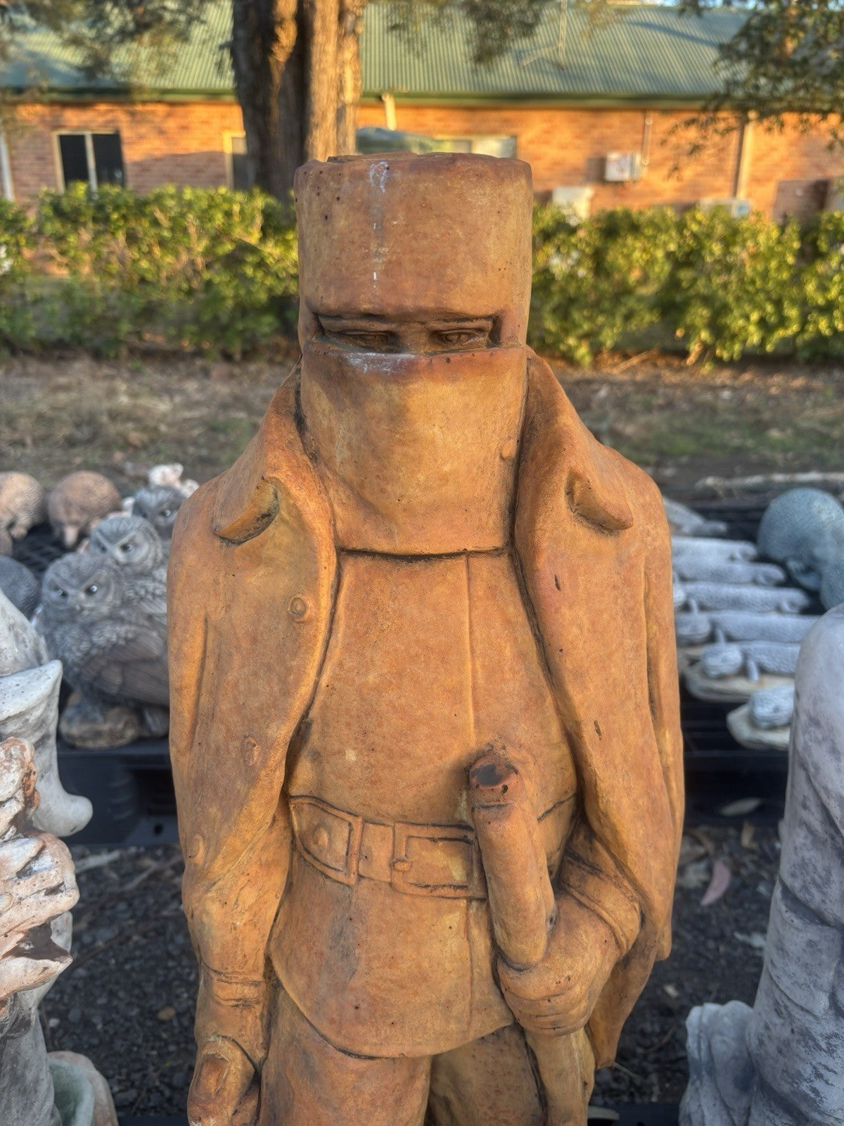 Concrete Ned Kelly Garden Statue | Australian Bushranger Ornament Pick Up Only