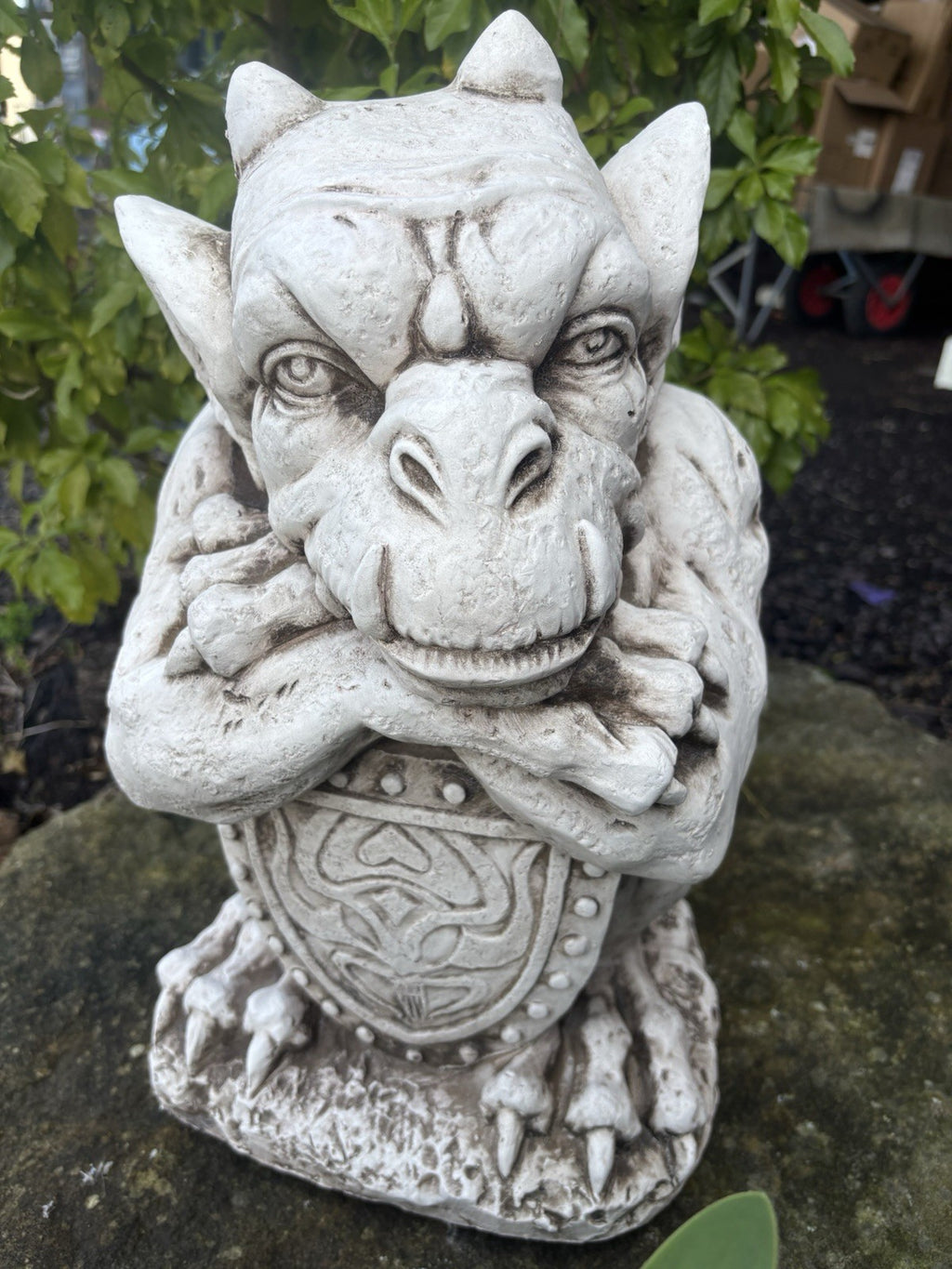 Gargoyle With Shield ,Gargoyle with Sword Garden Statue Ornament 46 cm High