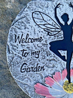 Welcome To My Garden Fairy Cement Garden Path Stepping Stone Ornament Sign 25cm
