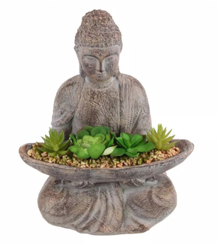 Meditating Buddha Holding Succlents Statue Ornament Figurine Home Decor 33CM
