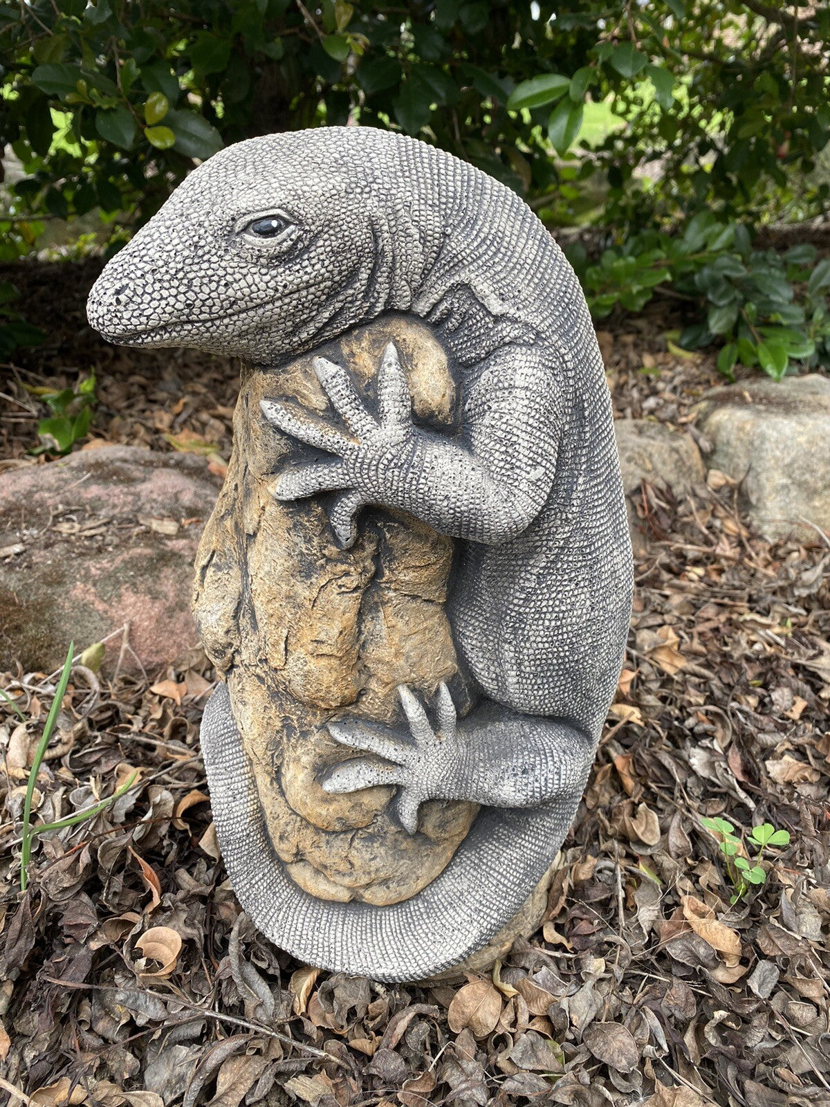 Goanna Lizard Rock Statue Ornament Animal Concrete Cement Garden Australian Made