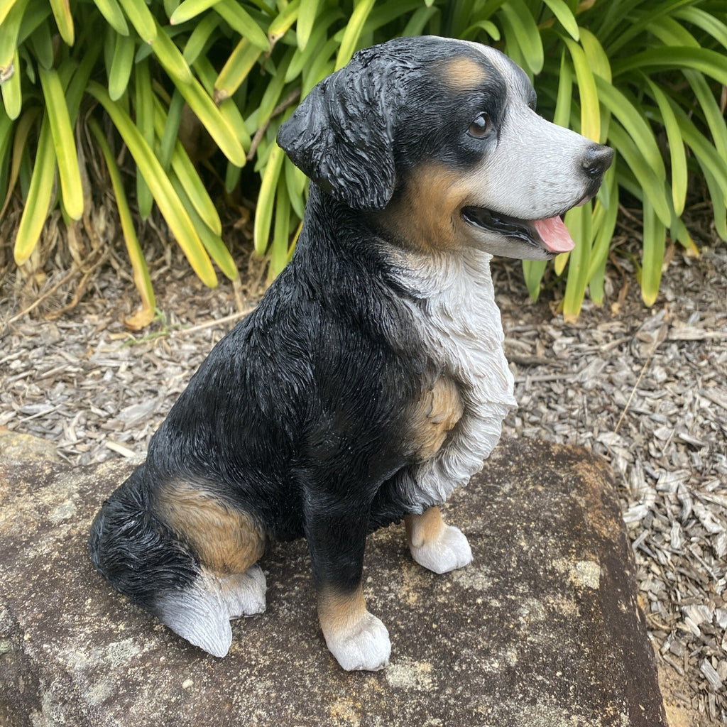 BERNESE MOUNTIAN SITTING DOG PUPPY GARDEN STATUE ORNAMENT MEMORIAL