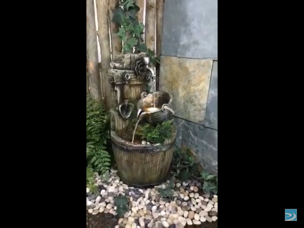 COURTYARD TAP BUCKET WATER FEATURE FOUNTAIN INDOOR OUTDOOR BENCH TOP HOME DECOR
