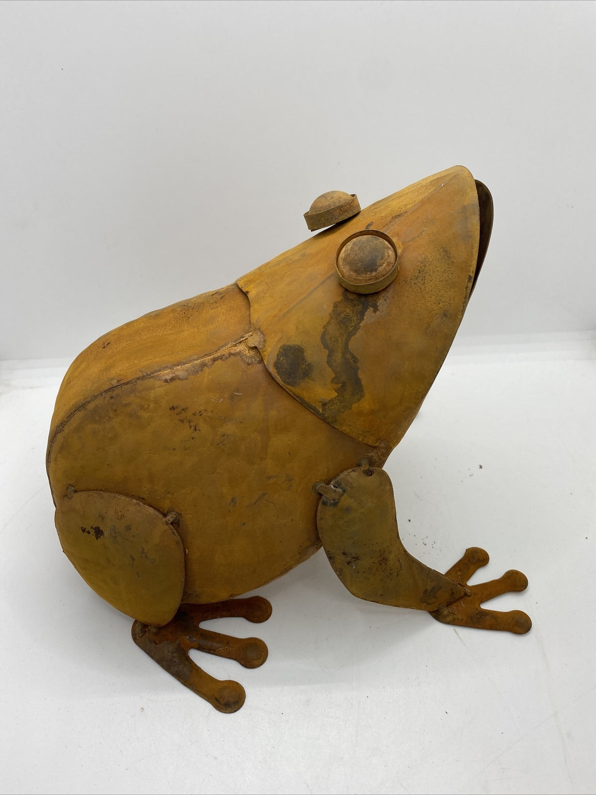Rusty Metal Frog Garden Decor Statue Ornament Decor Large Brown