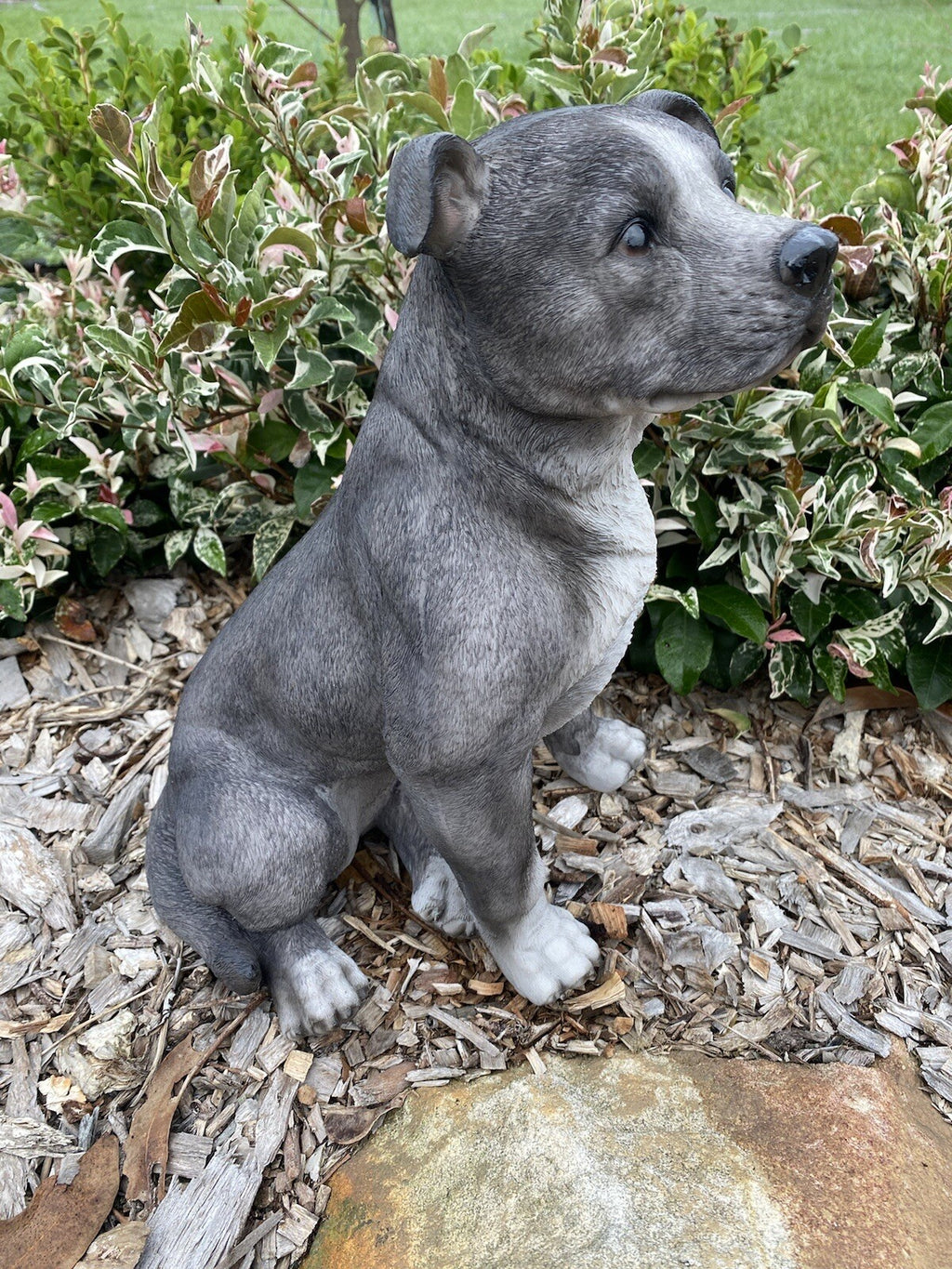 BLUE STAFFORDSHIRE -STAFFY PUPPY DOG ANIMAL GARDEN STATUE ORNAMENT FIGURINE