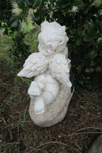Cherub with Welcome Sign Solar Powered Statue Ornament Home Garden Decor