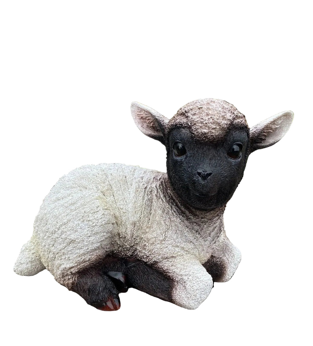 SUFFOLK SHEEP LAMB ANIMAL GARDEN STATUE ORNAMENT FIGURINE BLACK WHITE