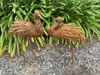 Set of 2 Rustic Metal Emu Garden Statues | Australian Outdoor Garden Ornaments