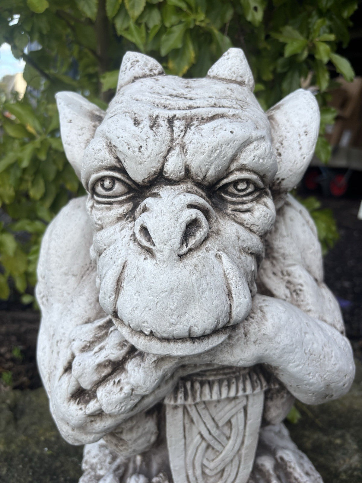 Gargoyle With Shield ,Gargoyle with Sword Garden Statue Ornament 46 cm High