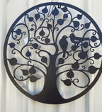 Love Birds Tree Metal Hanging Wall Art 60 cm Round Rustic Outdoor Home Garden