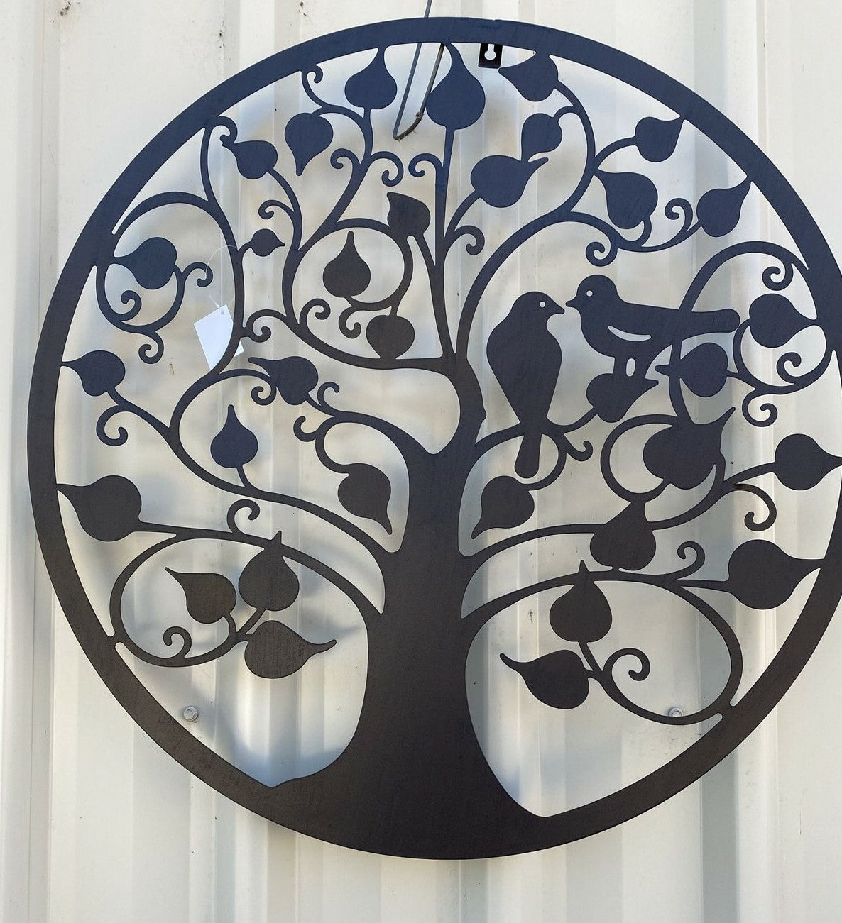 Love Birds Tree Metal Hanging Wall Art 60 cm Round Rustic Outdoor Home Garden