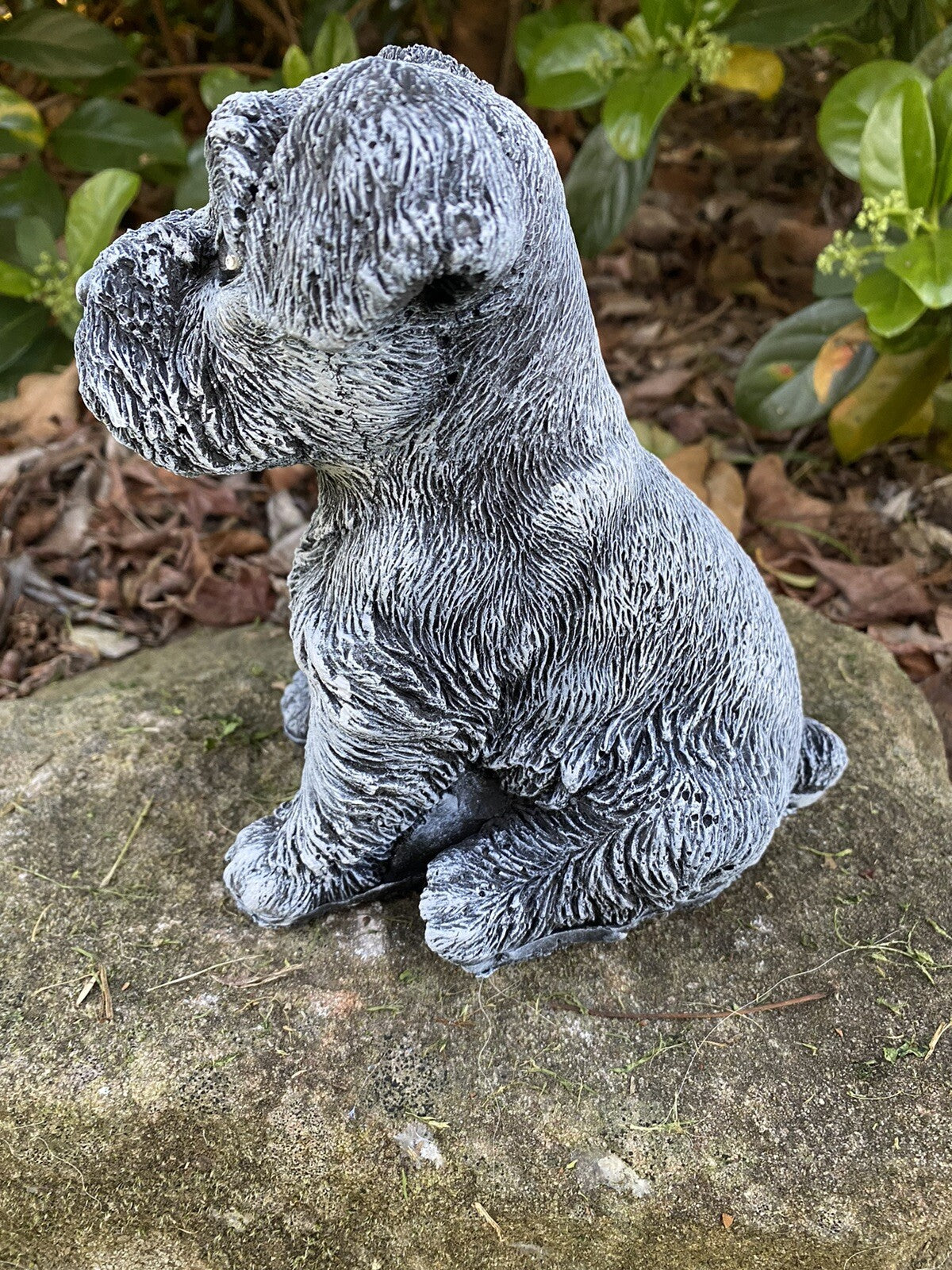 Concrete schnauzer garden statues side view outdoor cement dog ornament