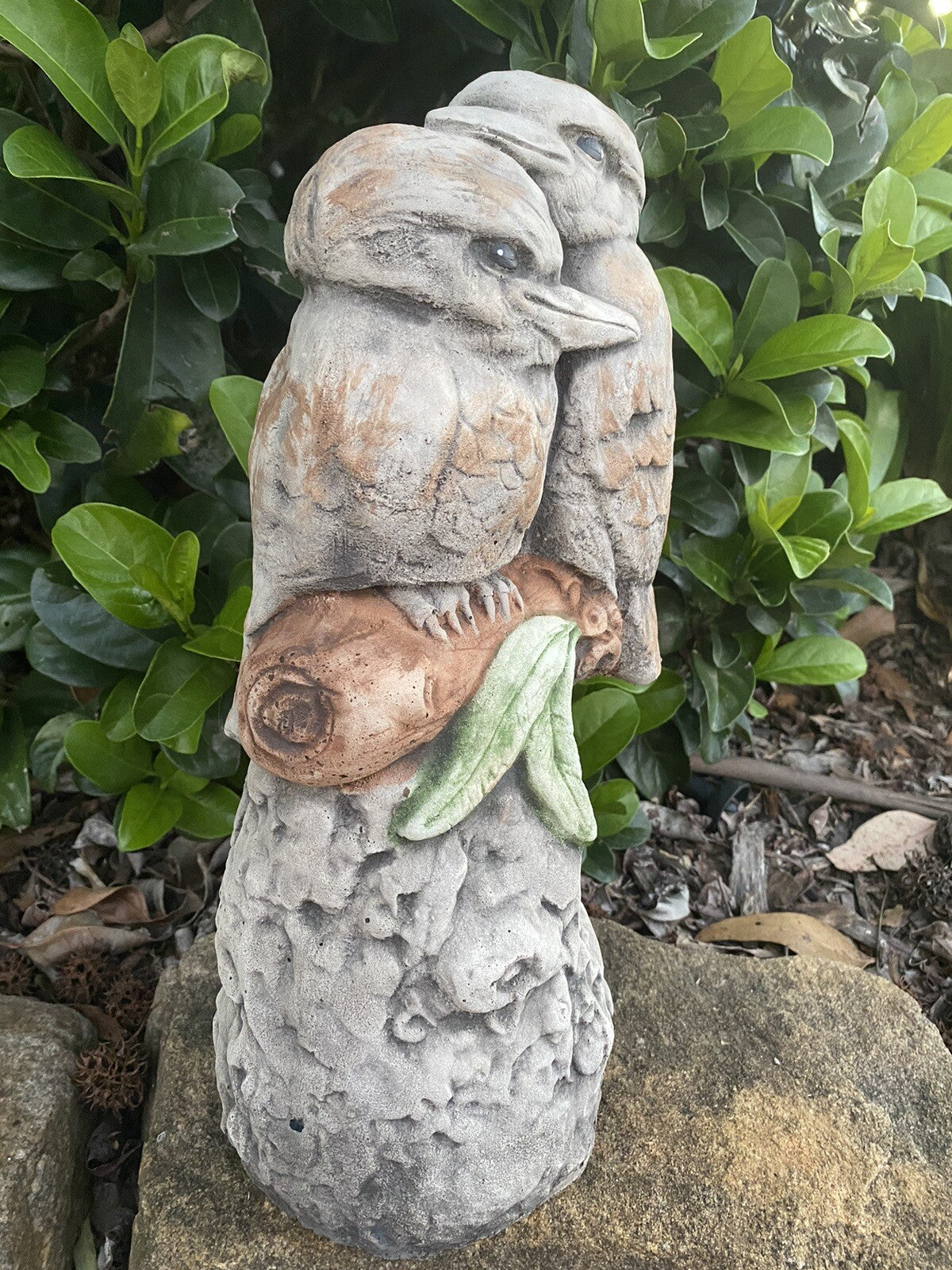 Twin  Kookaburra Bird Statue Ornament Animal Concrete Garden Australian Made