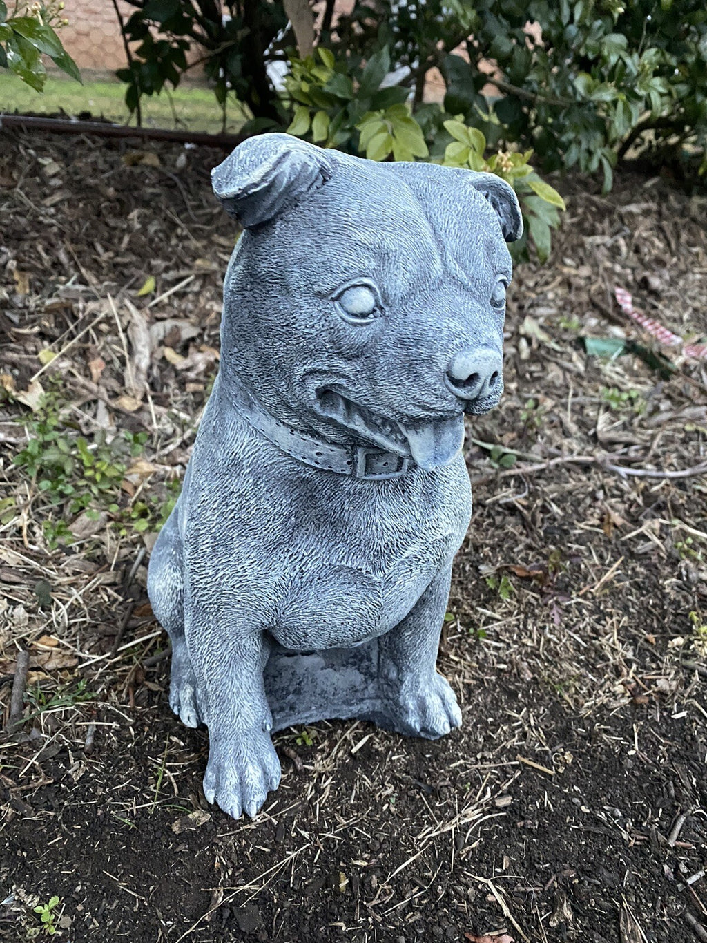 staffy dog cement garden ornament outdoor