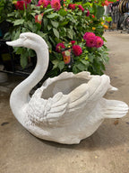 Swan Planter Pot Plant Garden Sculpture Statue White Hamptons Large White