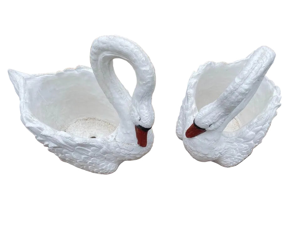 Concrete White Swan Planter Garden Statue Ornaments – Outdoor Cement Flower Pot Decor Australia