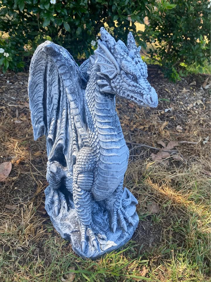 Concrete Dragon Garden Statue Ornament – Outdoor Cement Mythical Sculpture Decor Australia