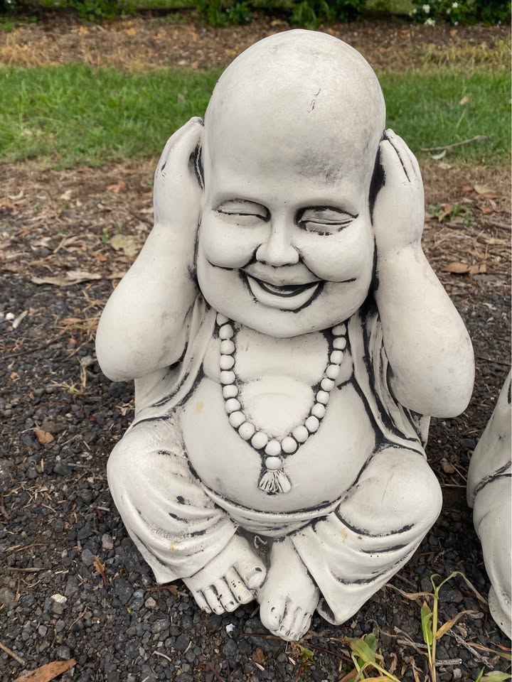 Set of 3 Concrete Buddha Statues Hear Speak See No Evil – Garden Ornament Outdoor Decor Australia