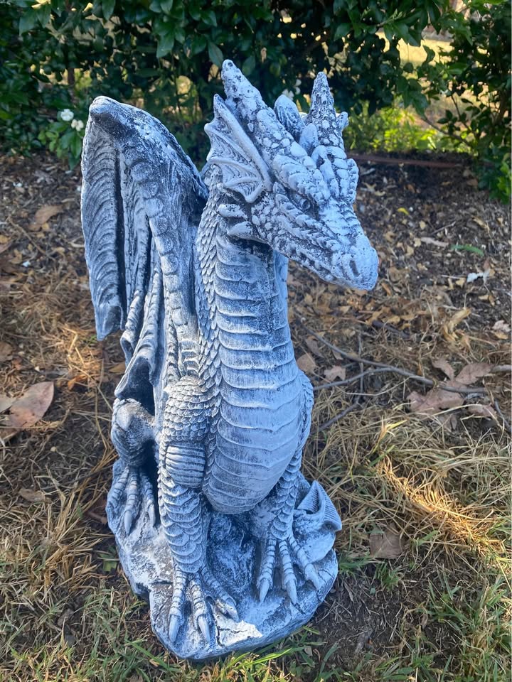 Concrete Dragon Garden Statue Ornament – Outdoor Cement Mythical Sculpture Decor Australia