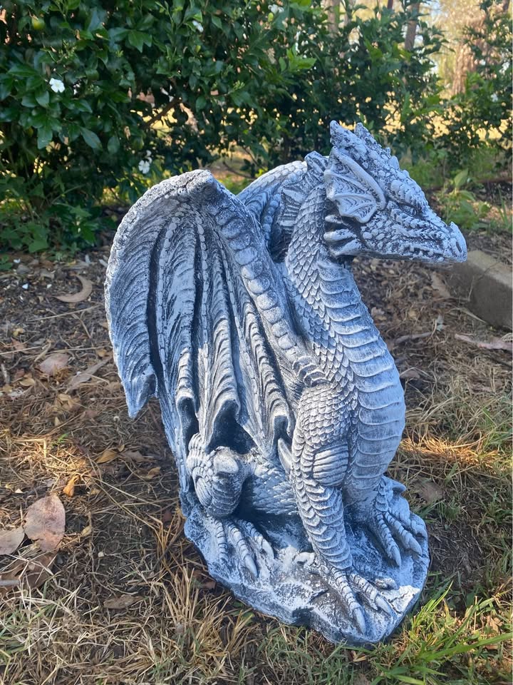 Concrete Dragon Garden Statue Ornament – Outdoor Cement Mythical Sculpture Decor Australia
