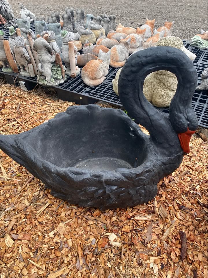 Concrete Swan Planter Garden Statue Ornaments – Outdoor Cement Flower Pot Decor Australia