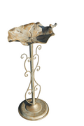 Wild Bird Bath Feeder Food Station Garden Ornaments Metal Lilly Pad Bee Water