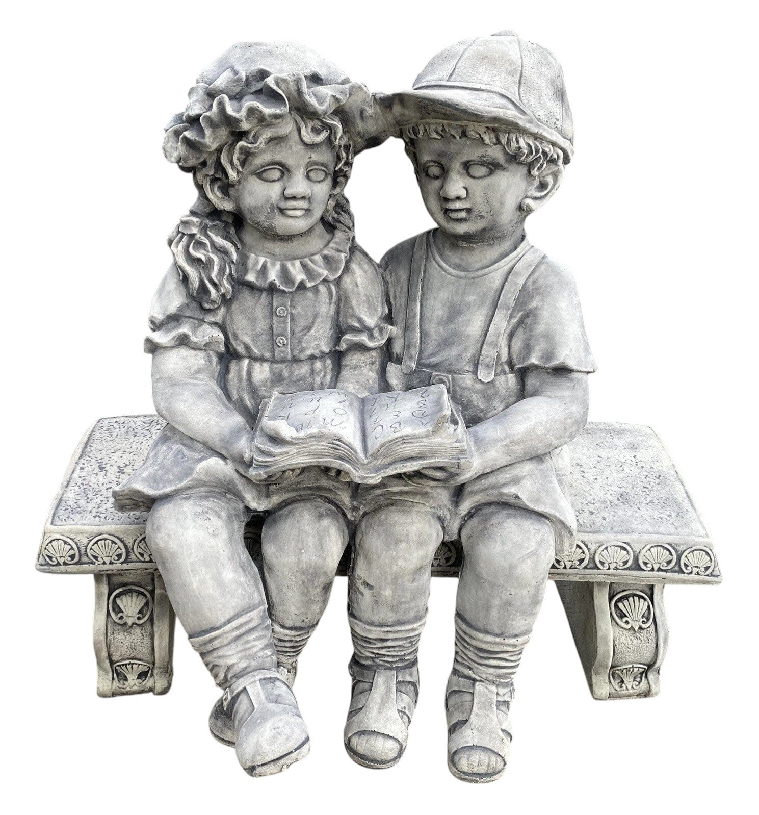 Jack and Jill Boy Girl on Bench Garden Statue - Pick up Only