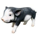 PIG STANDING MINI FARM ANIMAL GARDEN STATUE ORNAMENT FIGURINE BLACK AND WHITE