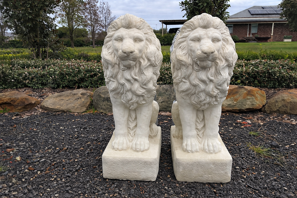 Guardian Lion Pair Statue Garden Statue  75cm Pick Up Only