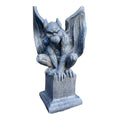 Concrete Gargoyle on Pedestal Statue Figurine Garden Décor Ornament Grey