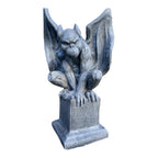 Concrete Gargoyle on Pedestal Statue Figurine Garden Décor Ornament Grey