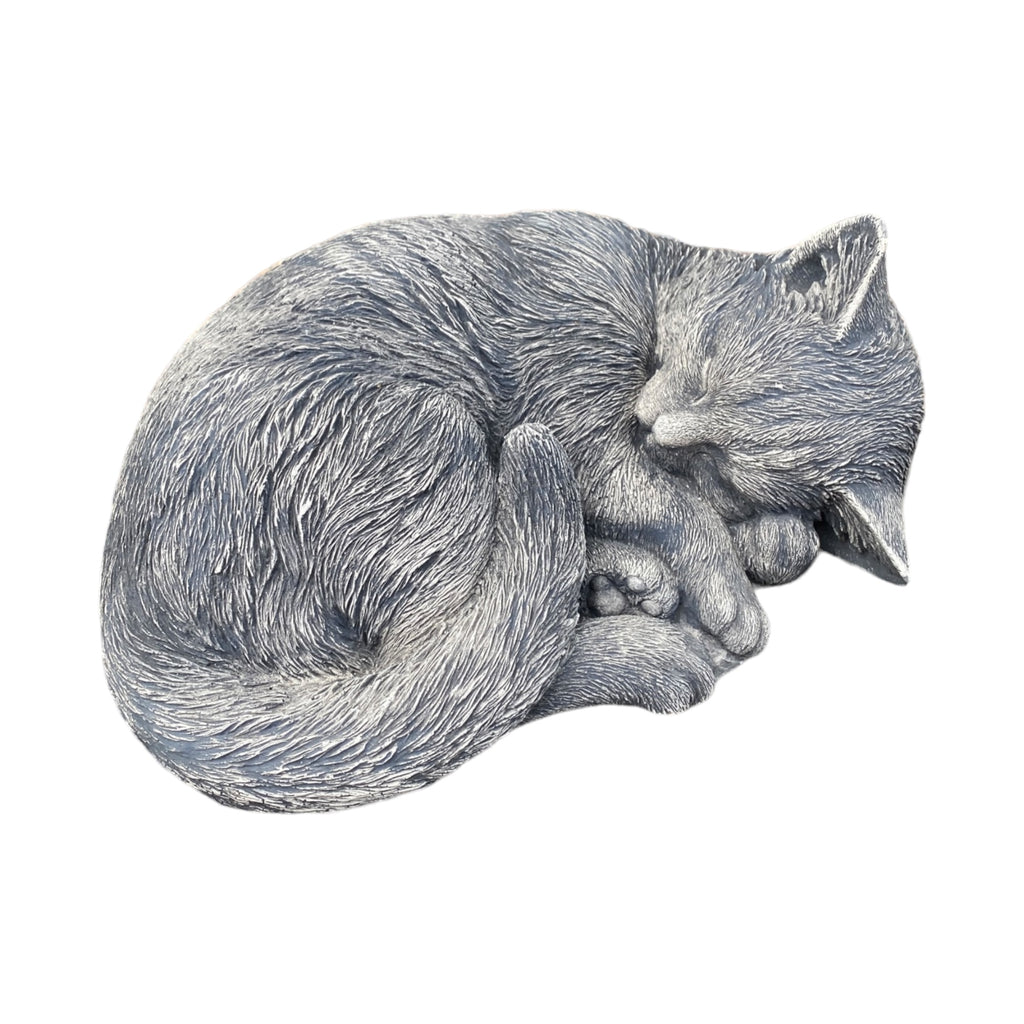 Cat Statue Memorial Sleeping Kitten Grey Animal Concrete Cement Australian Made