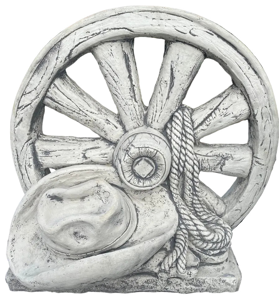 ANZAC wagon wheel garden ornament rustic concrete garden statue outdoor decor Australia