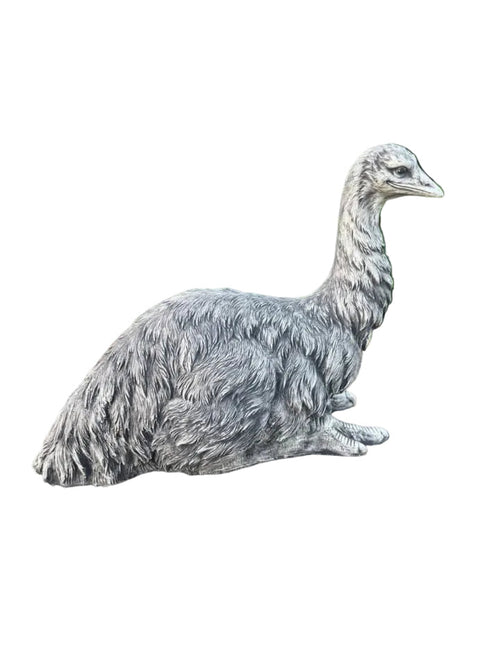 Australian Made Concrete Emu Garden Statue displayed in a landscaped Australian garden.