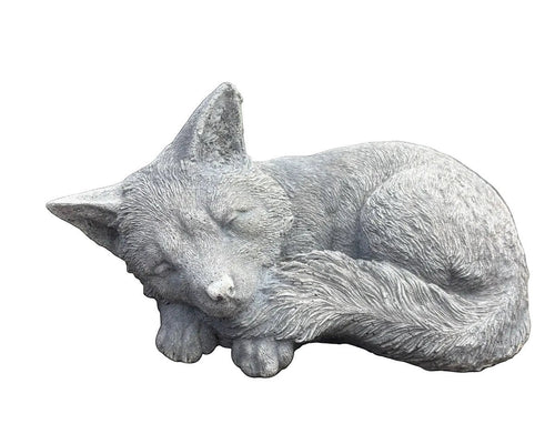 22nice4me Garden Statues handcrafted grey concrete fox statue in a curled sleeping position for outdoor decor