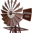 22nice4me Garden Statues rustic metal windmill garden ornament with Southern Cross design and weathered rust finish