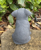 Back view of concrete Staffordshire bull terrier  garden statue solid cement outdoor ornament