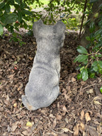 Back view of concrete blue heeler garden statue solid cement outdoor ornament