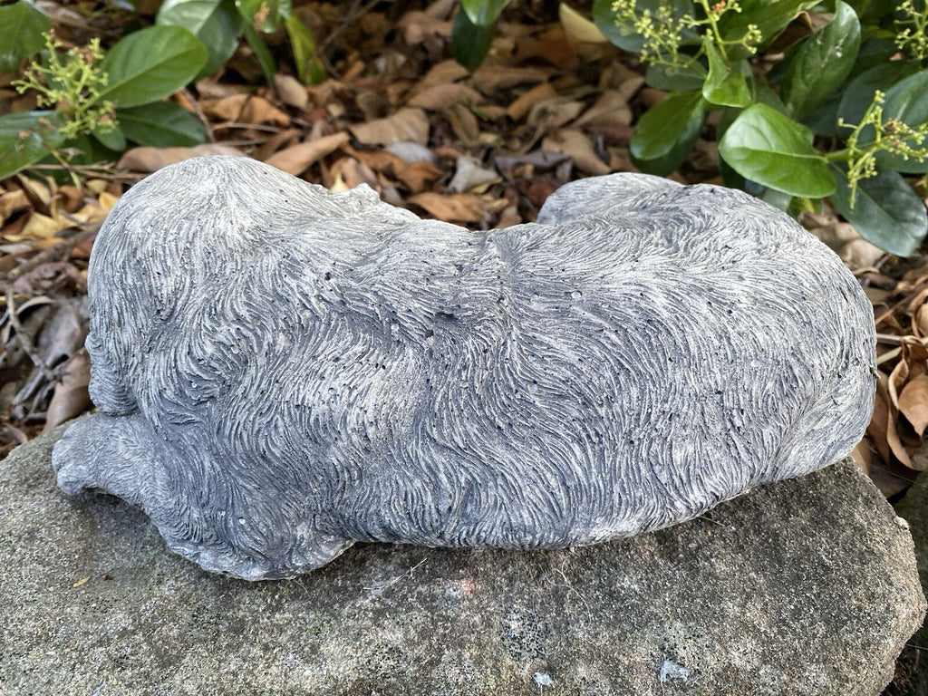 Back view of concrete cavalier garden statue solid cement outdoor ornament