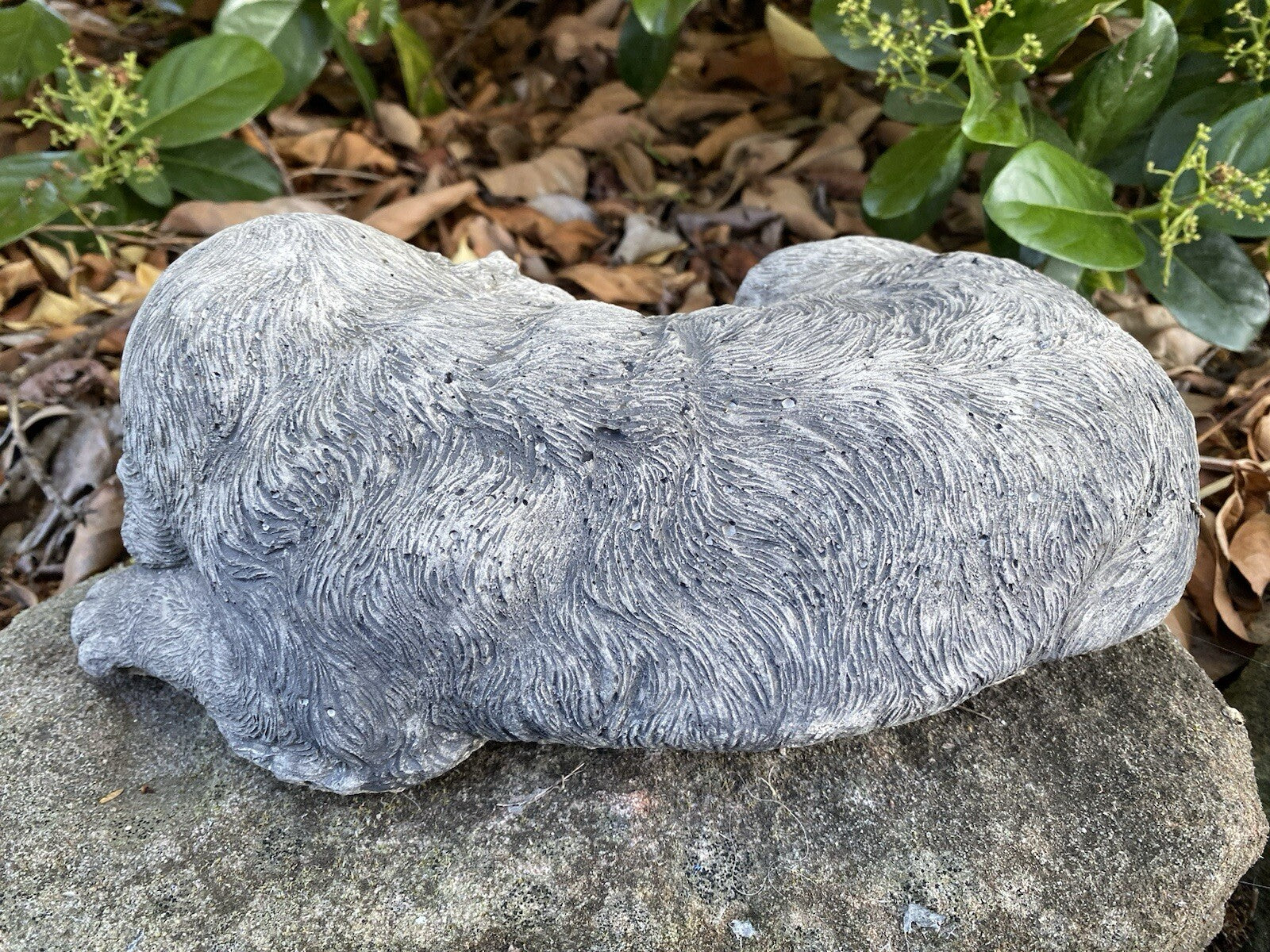 Back view of concrete cavalier garden statue solid cement outdoor ornament