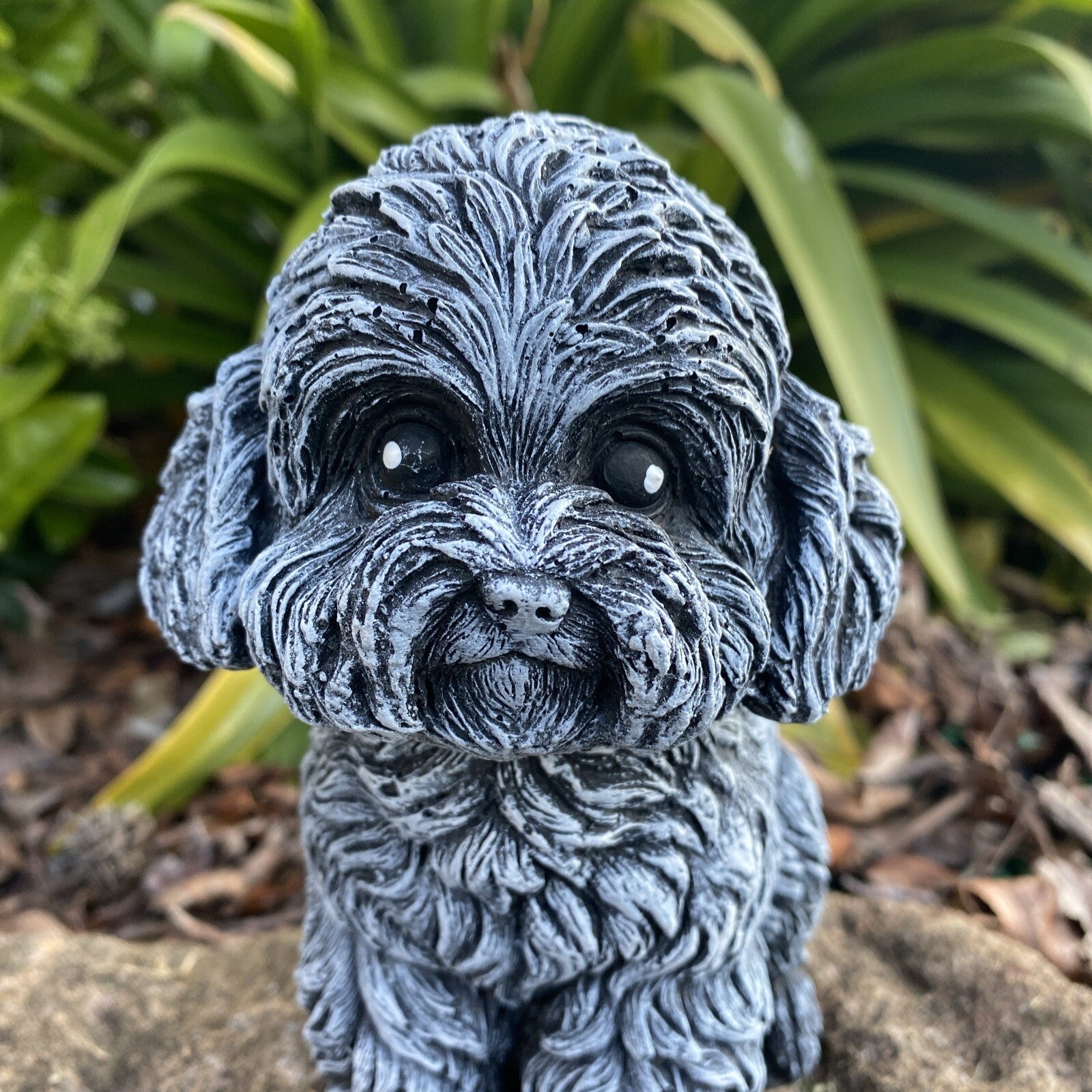 Sitting Cavoodle Concrete Garden Dog Statue Outdoor Ornament detail