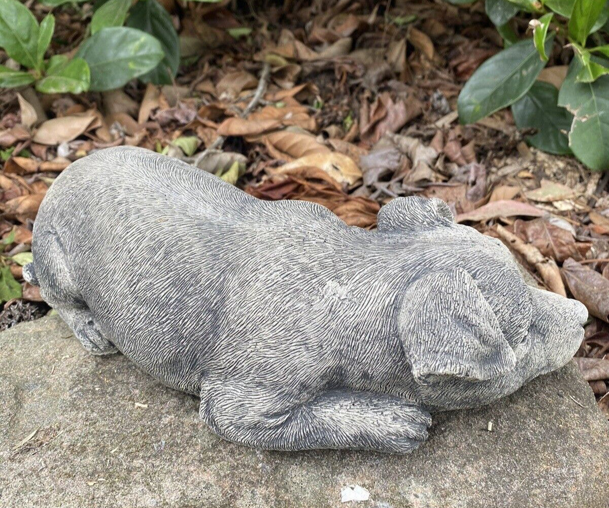 Concrete fox terrier garden statue back view outdoor cement dog ornament